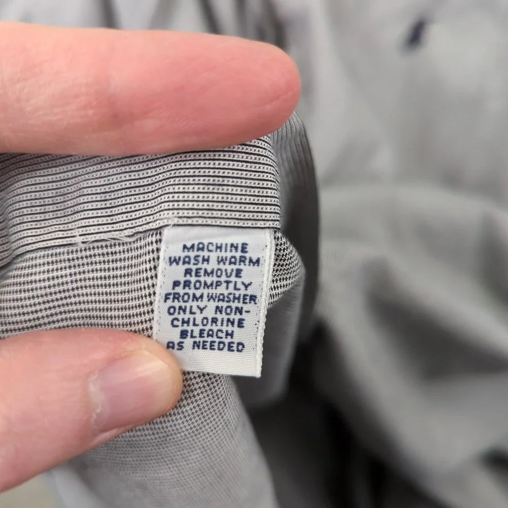 Polo Ralph Lauren Andrew Mens 16.5 34/35 Blue White Micro Stripe Cotton Shirt‎